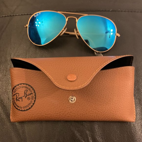 Ray-ban 58mm Aviators in Matte Gold & Blue Mirror